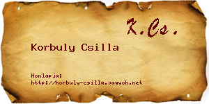 Korbuly Csilla névjegykártya
